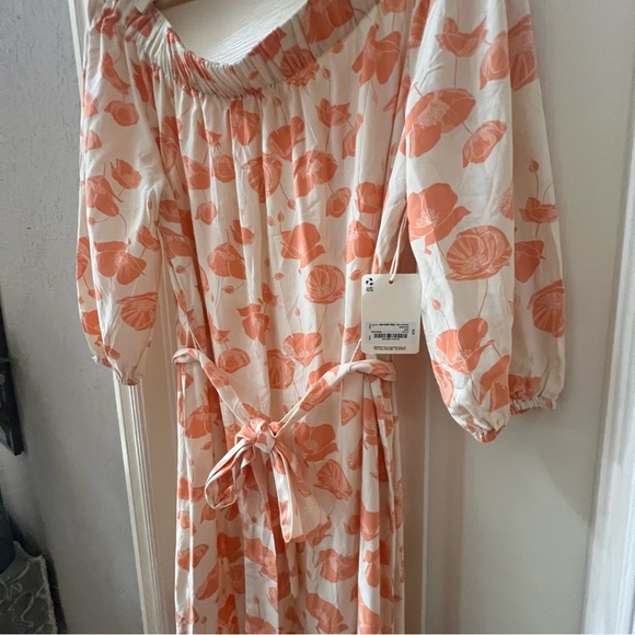 NWT A.N.A (ana) Coral Floral Print Off-Shoulder, adjustable belt Dress, large - Picture 4 of 12
